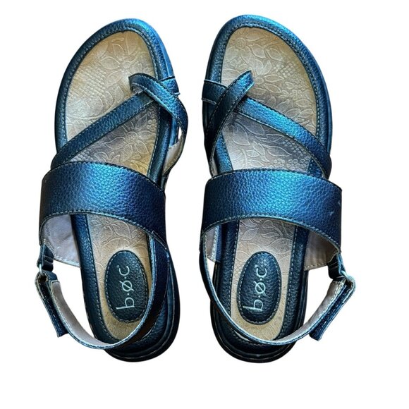 BOC Born Concept Vegan Leather Sandals 7M Black Casual Comfort Summer Toe Loop - Picture 7 of 11